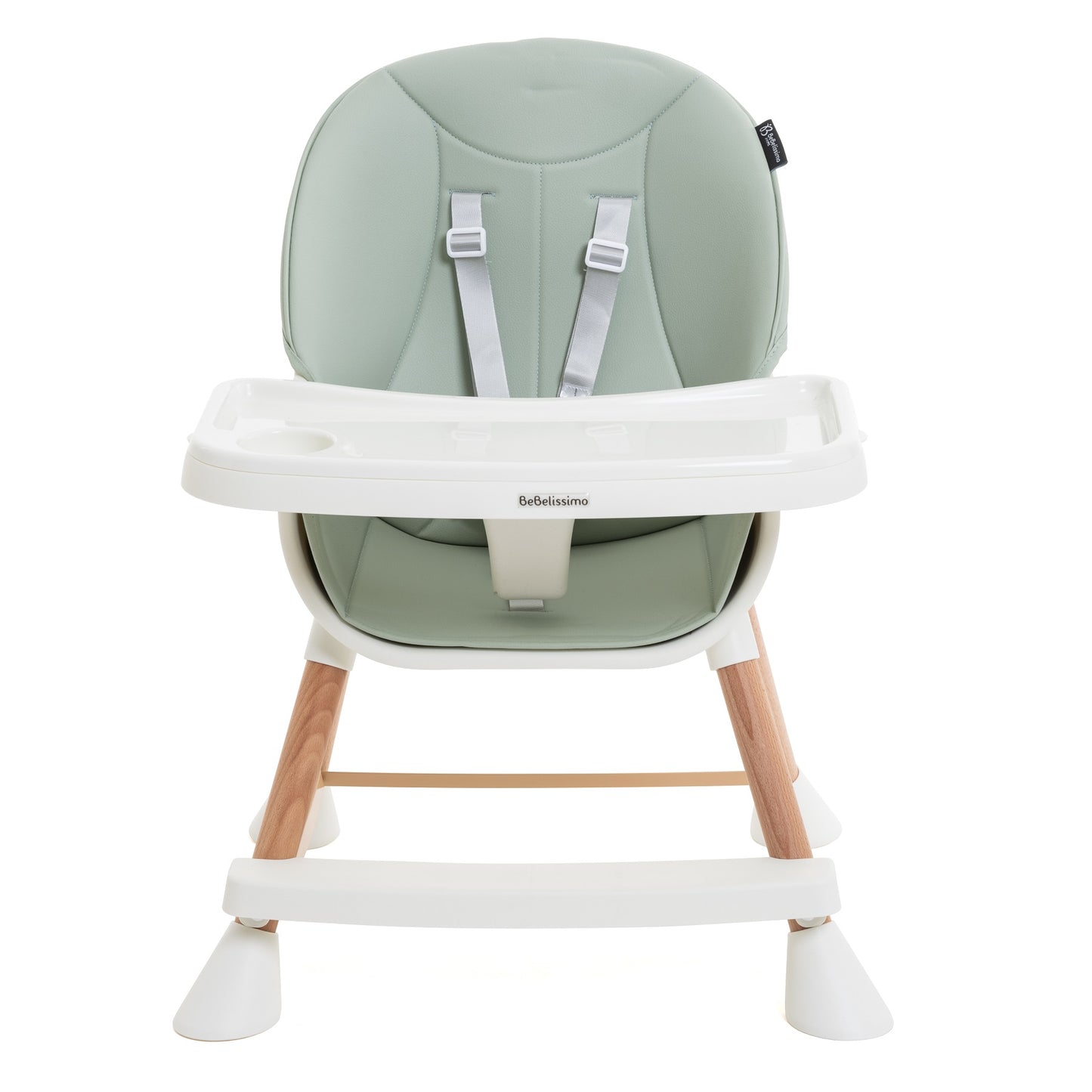 BEBELISSIMO - Chaise Haute Évolutive en Bois - 3 en 1 – 6 mois jusqu’à 5 ans - réhausseur - vert