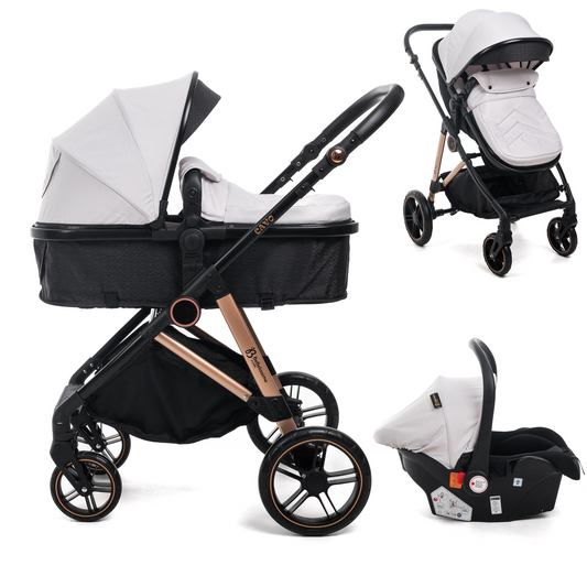BEBELISSIMO - Poussette combinée trio 3 en 1 - siège auto 0+ CAVO– nacelle – dès la naissance – jusqu’à 22kg  - beige claire