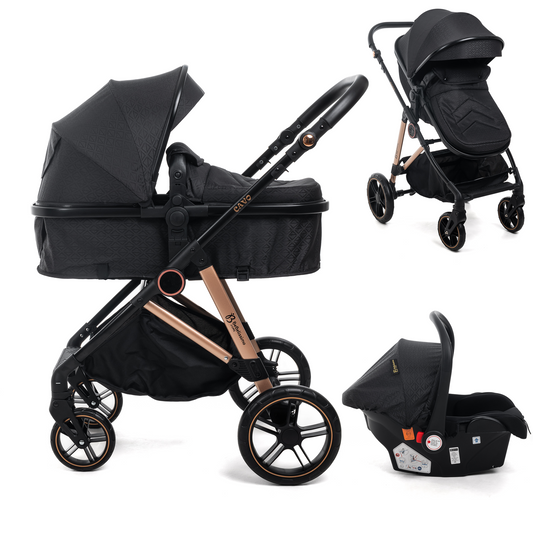 BEBELISSIMO - Poussette combinée trio 3 en 1 - siège auto 0+ CAVO– nacelle – dès la naissance – jusqu’à 22kg  - noir