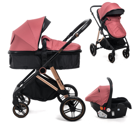 BEBELISSIMO - Poussette combinée trio 3 en 1 - siège auto 0+ CAVO– nacelle – dès la naissance – jusqu’à 22kg  - bordeaux