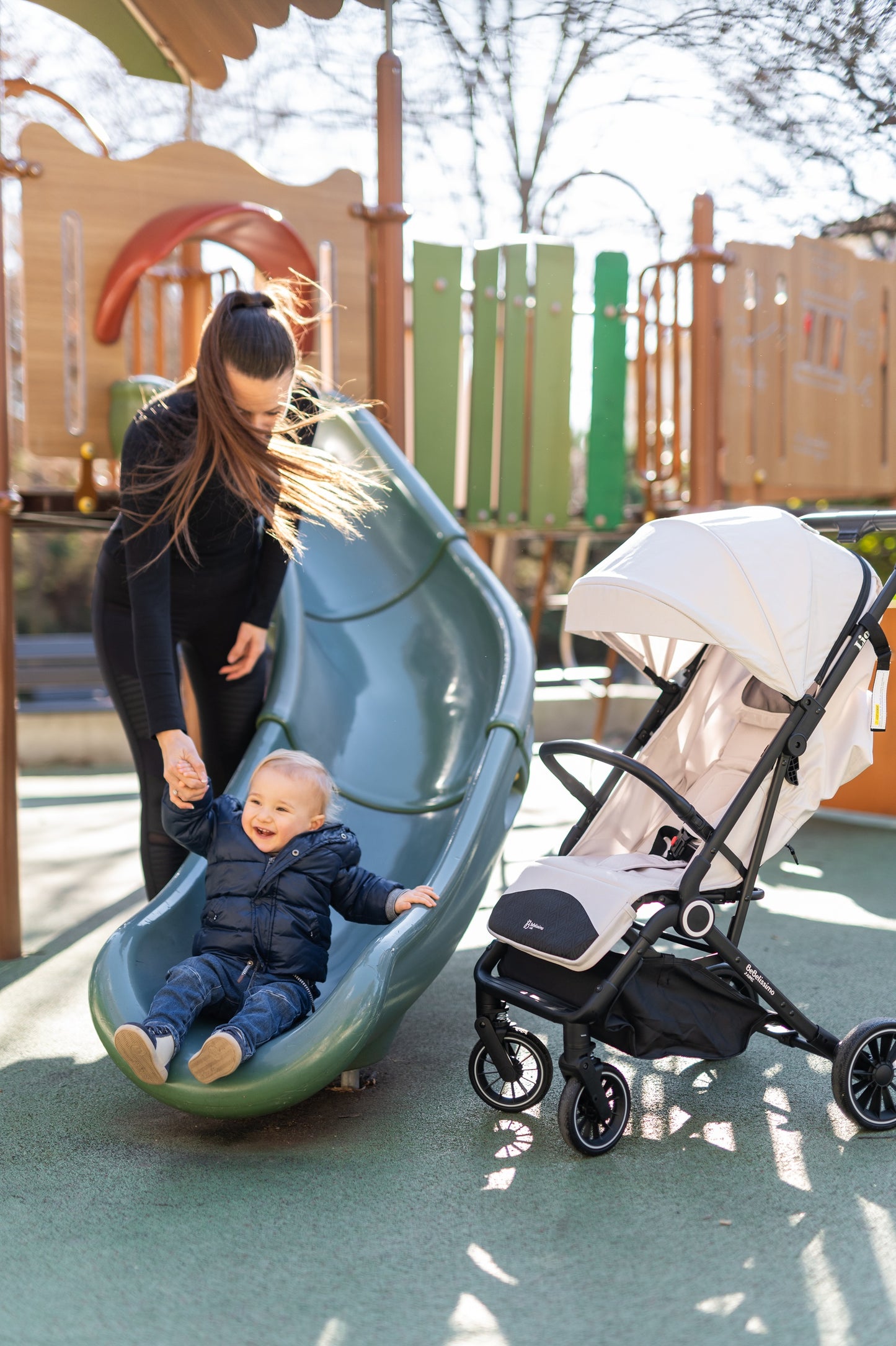 BEBELISSIMO - Poussette combinée duo 2 en 1 - siège auto 0+ Lioni – dès la naissance – jusqu’à 22kg - vert - base ISOFIX - jambe de force