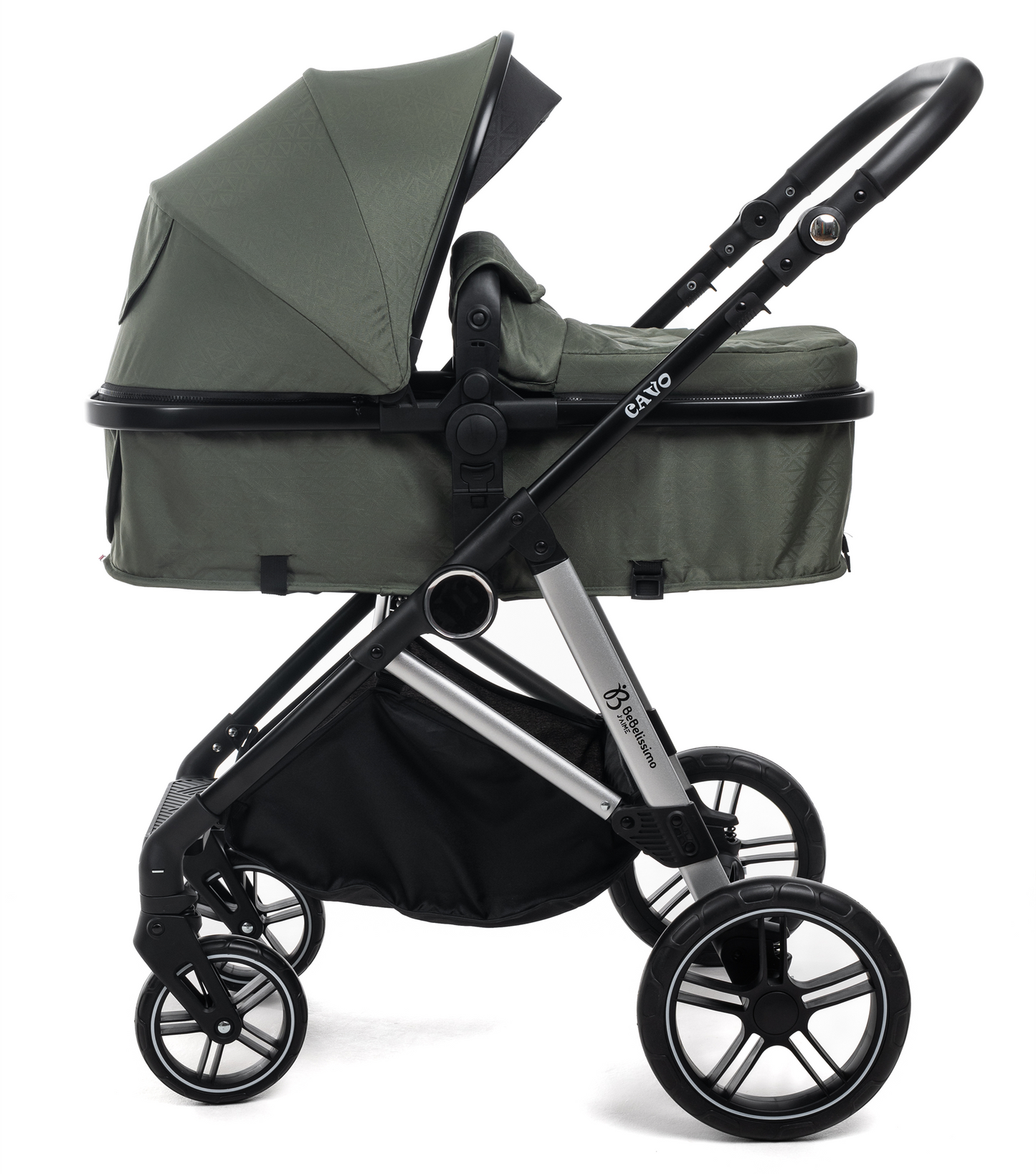 BEBELISSIMO - Poussette combinée trio 3 en 1 - siège auto 0+ CAVO – nacelle –  base Isofix - jambes de force – jusqu’à 22kg - Vert