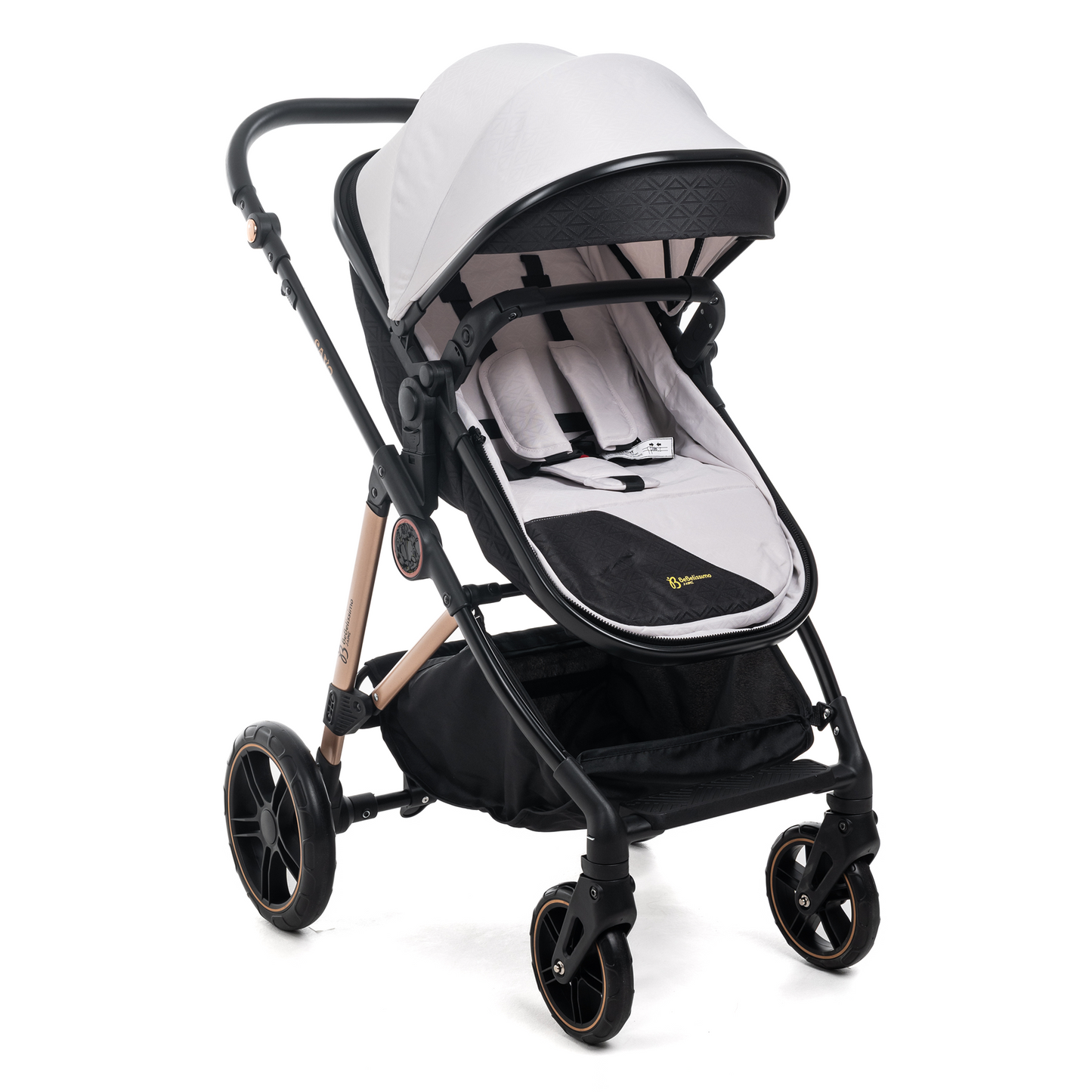 BEBELISSIMO - Poussette combinée trio 3 en 1 - siège auto 0+ CAVO – nacelle –  base Isofix - jambes de force – jusqu’à 22kg - Beige