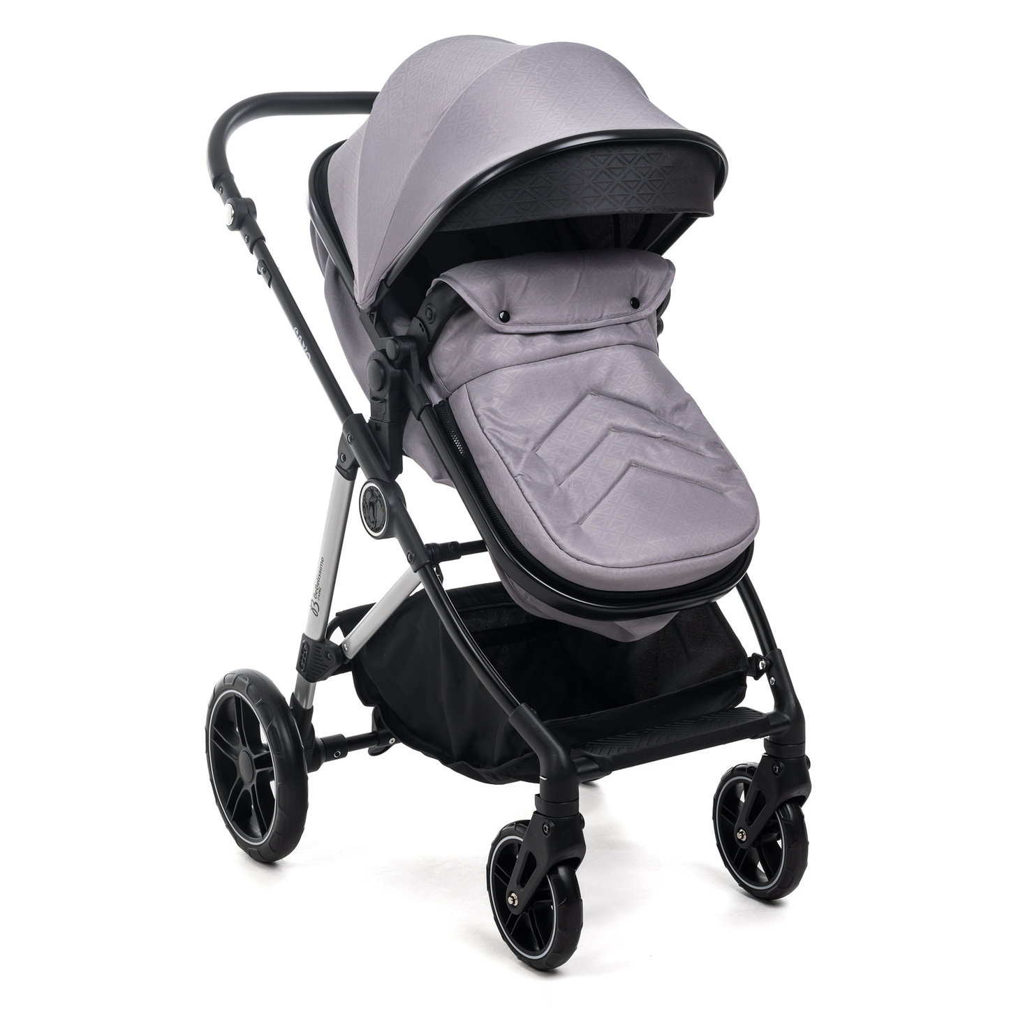 BEBELISSIMO - Poussette combinée trio 3 en 1 - siège auto 0+ CAVO – nacelle –  base Isofix - jambes de force – jusqu’à 22kg - Gris