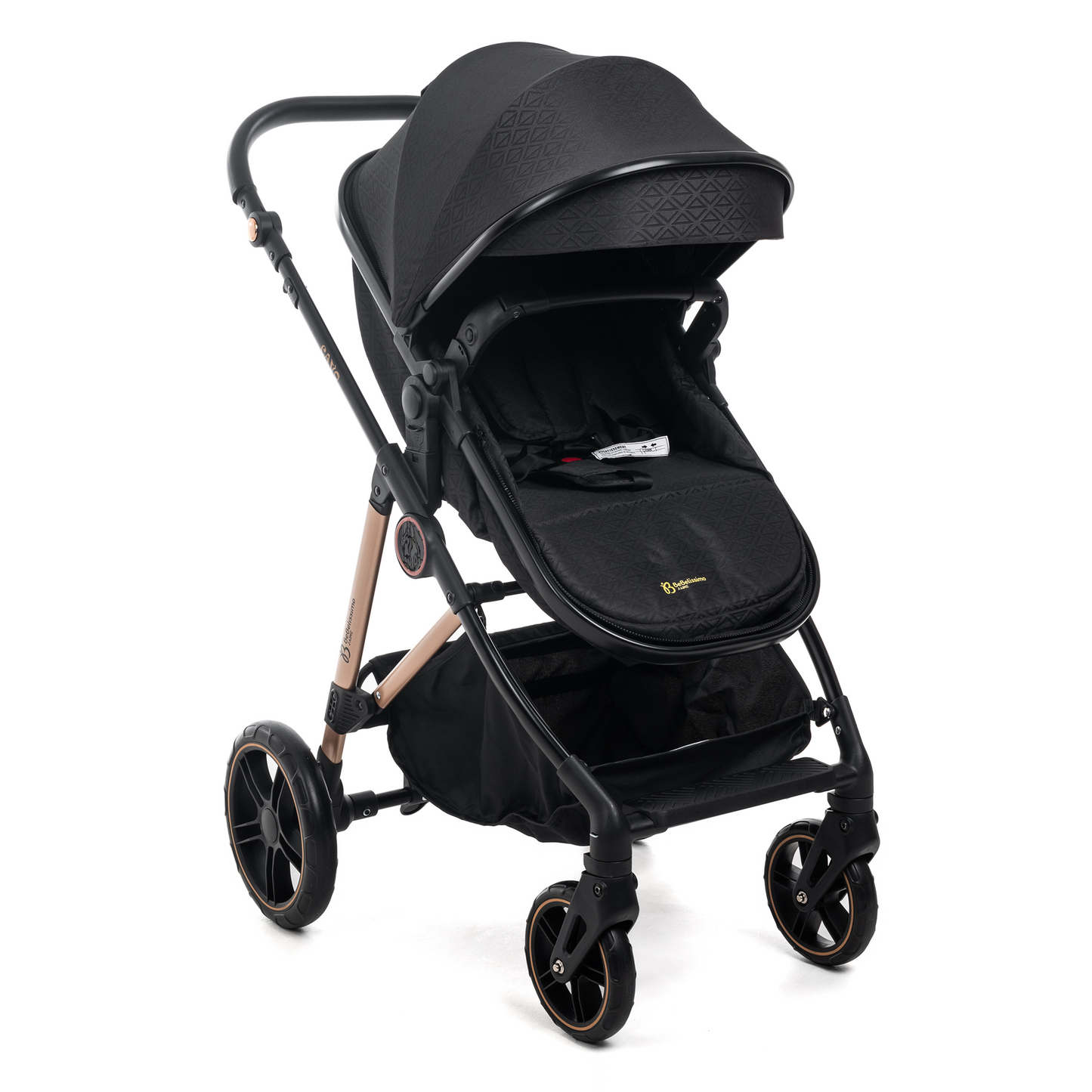 BEBELISSIMO - Poussette combinée trio 3 en 1 - siège auto 0+ CAVO – nacelle –  base Isofix - jambes de force – jusqu’à 22kg - Noir