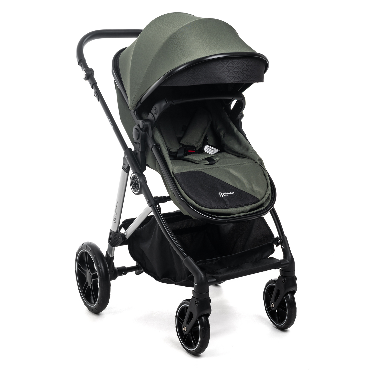 BEBELISSIMO - Poussette combinée trio 3 en 1 - siège auto 0+ CAVO – nacelle –  base Isofix - jambes de force – jusqu’à 22kg - Vert