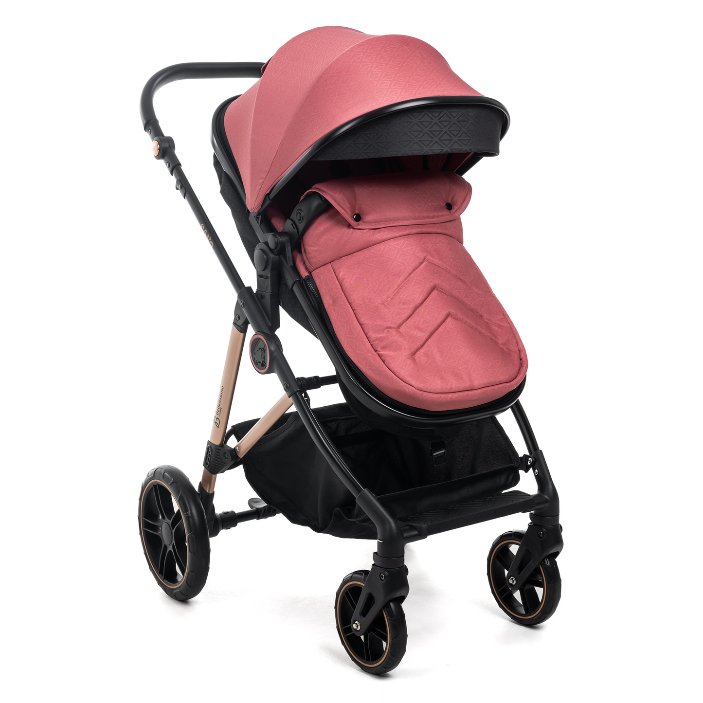 BEBELISSIMO - Poussette combinée trio 3 en 1 - siège auto 0+ CAVO – nacelle –  base Isofix - jambes de force – jusqu’à 22kg - bordeaux