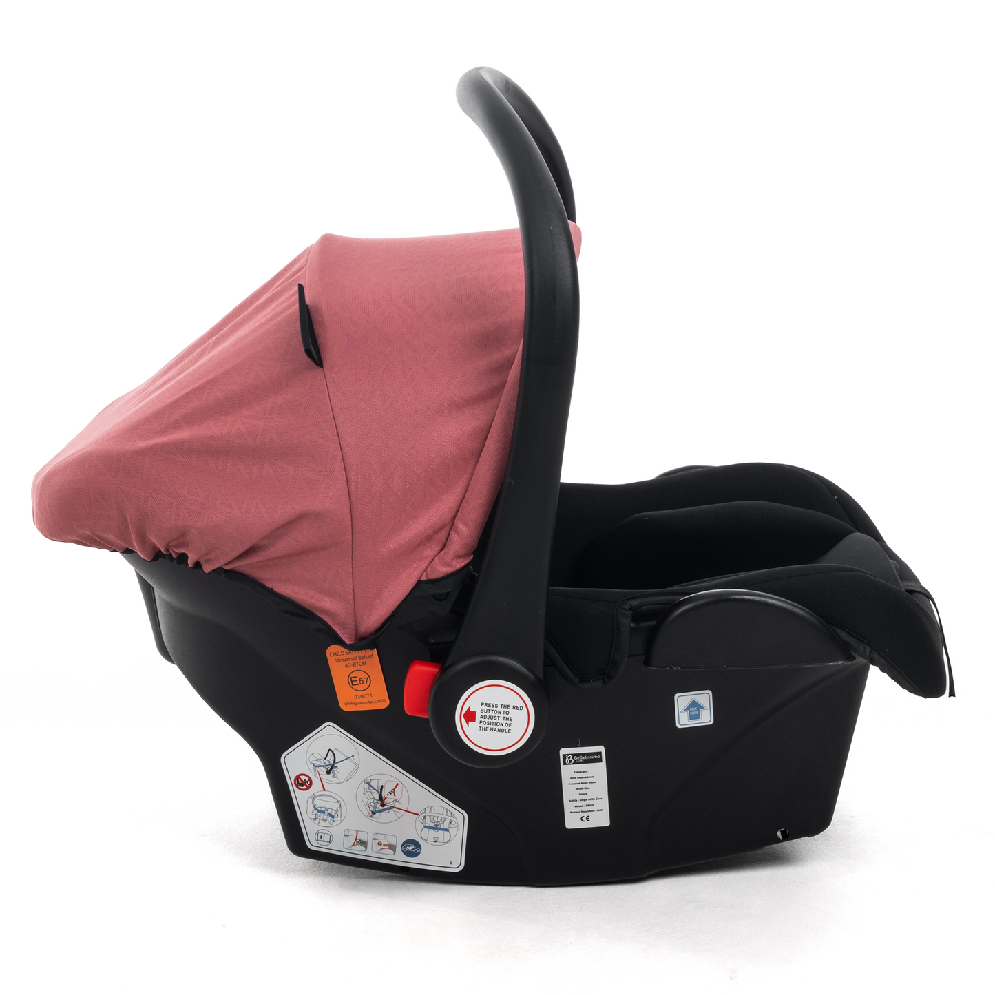 BEBELISSIMO - Poussette combinée trio 3 en 1 - siège auto 0+ CAVO – nacelle –  base Isofix - jambes de force – jusqu’à 22kg - bordeaux