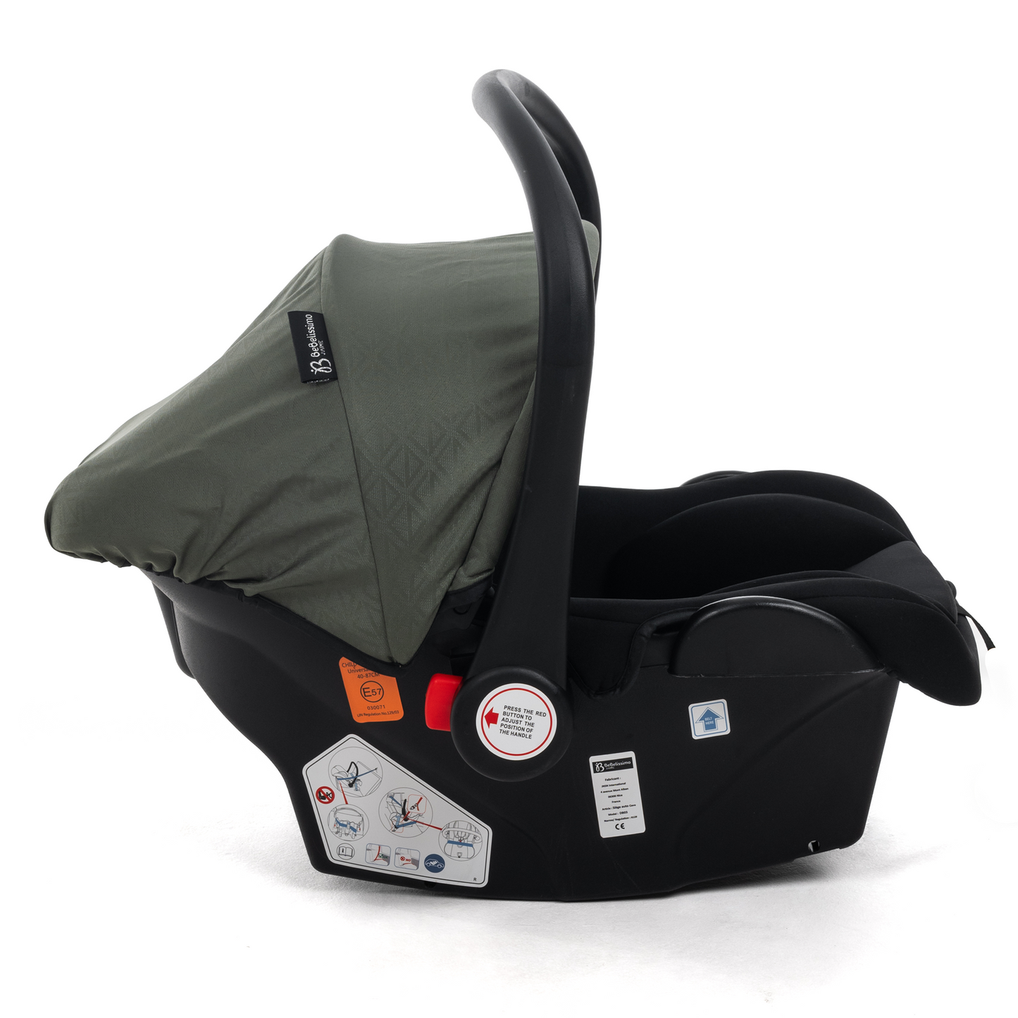 BEBELISSIMO - Poussette combinée trio 3 en 1 - siège auto 0+ CAVO – nacelle –  base Isofix - jambes de force – jusqu’à 22kg - Vert
