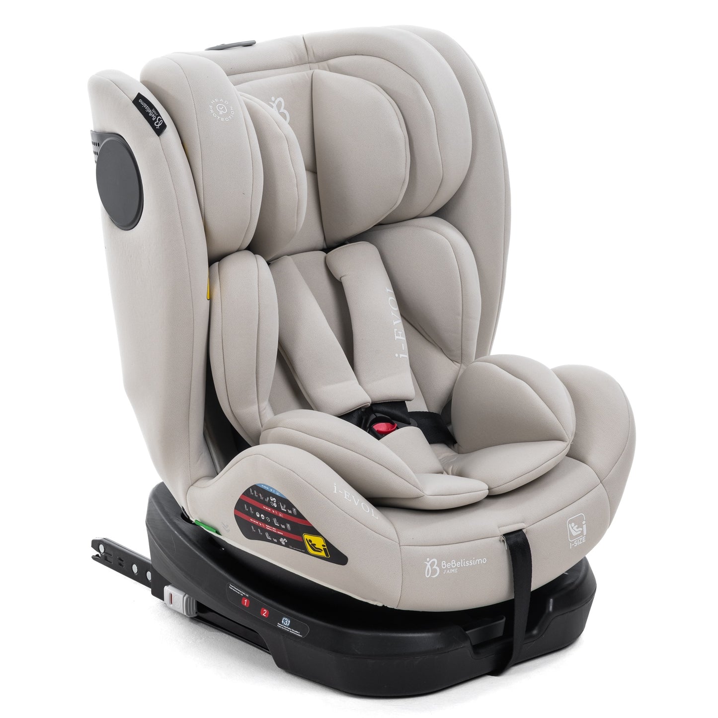 BEBELISSIMO - Siège auto Isofix - pivotant 360 ° - groupe 0+/1/2/3 - (0-36kg) - i-EVOL- beige claire - protections latérales (Copie)