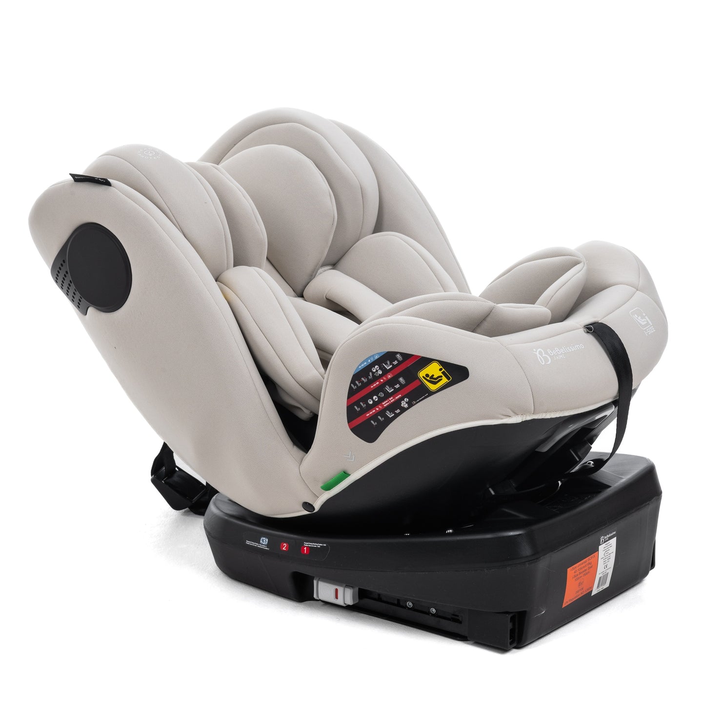 BEBELISSIMO - Siège auto Isofix - pivotant 360 ° - groupe 0+/1/2/3 - (0-36kg) - i-EVOL- beige claire - protections latérales (Copie)