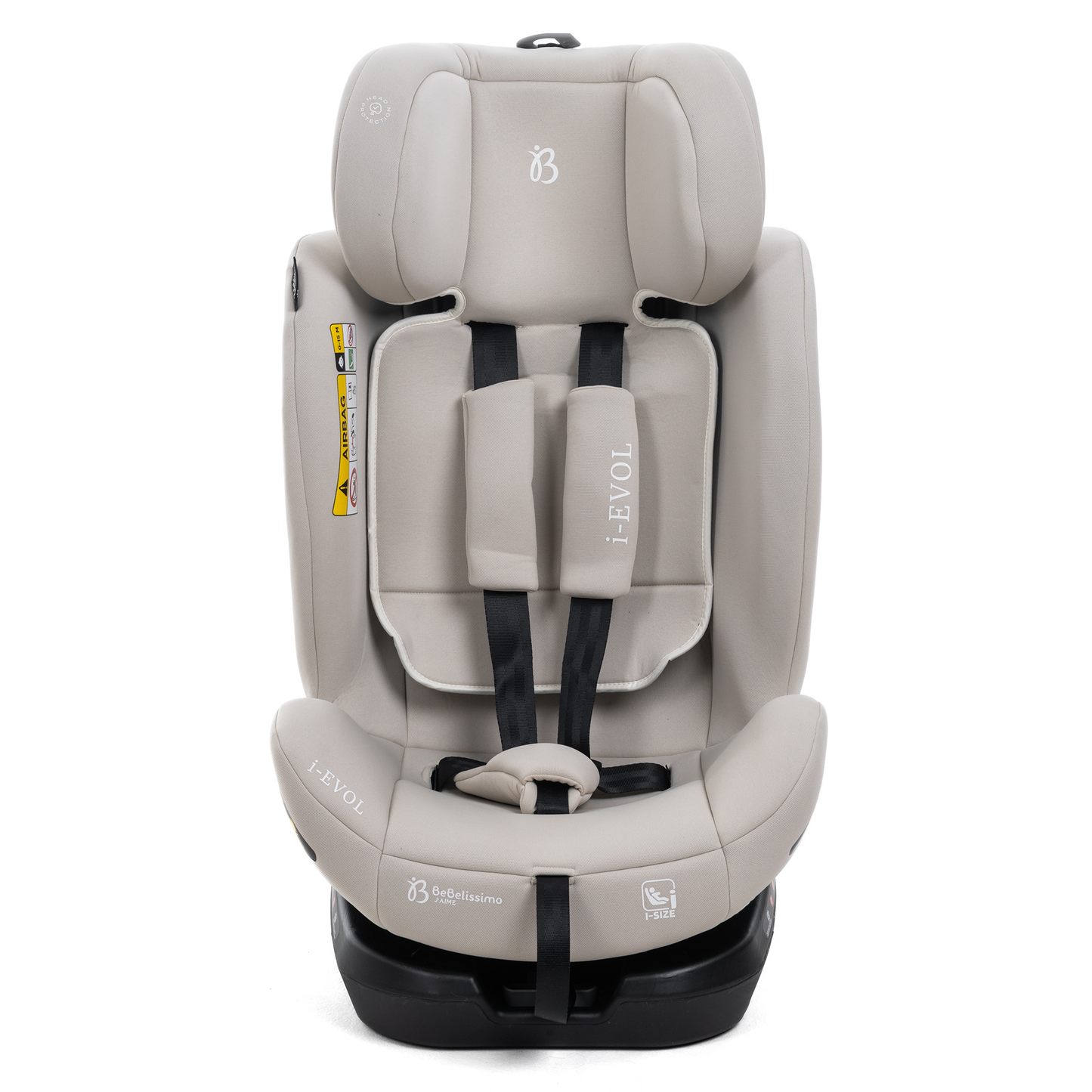 BEBELISSIMO - Siège auto Isofix - pivotant 360 ° - groupe 0+/1/2/3 - (0-36kg) - i-EVOL- beige claire - protections latérales (Copie)