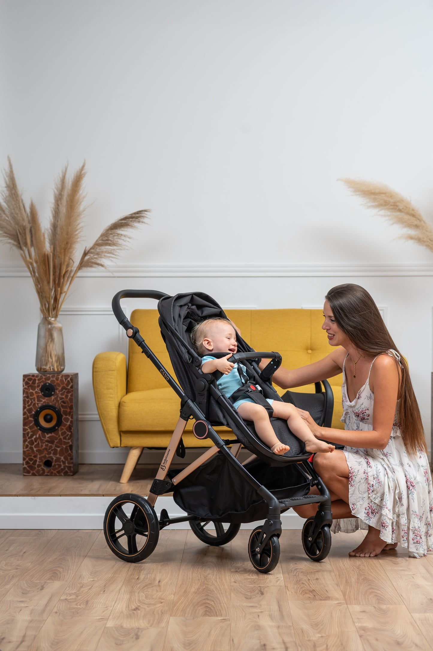 BEBELISSIMO - Poussette combinée trio 3 en 1 - siège auto 0+ CAVO – nacelle –  base Isofix - jambes de force – jusqu’à 22kg - Noir