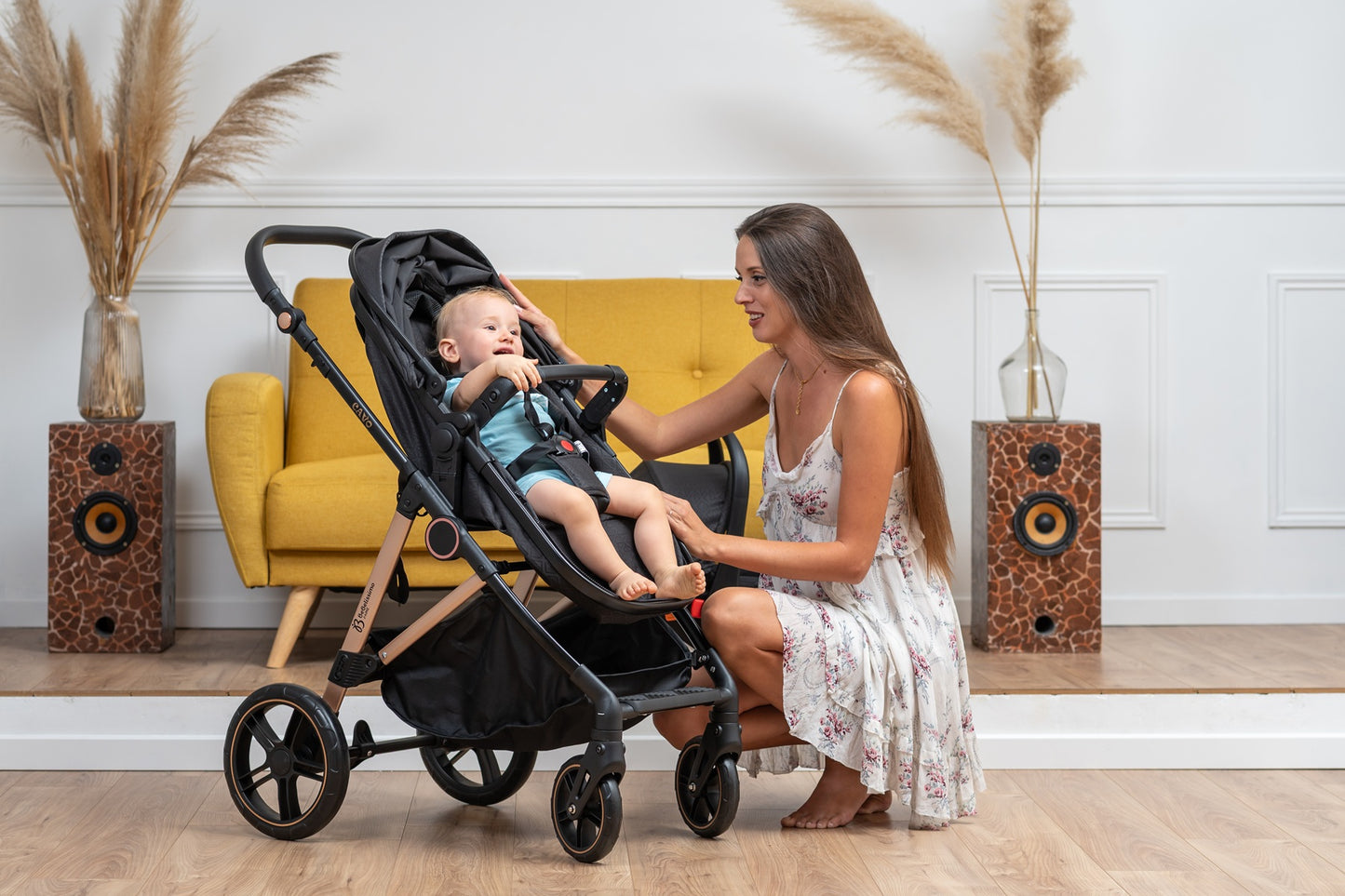 BEBELISSIMO - Poussette combinée trio 3 en 1 - siège auto 0+ CAVO – nacelle –  base Isofix - jambes de force – jusqu’à 22kg - Noir