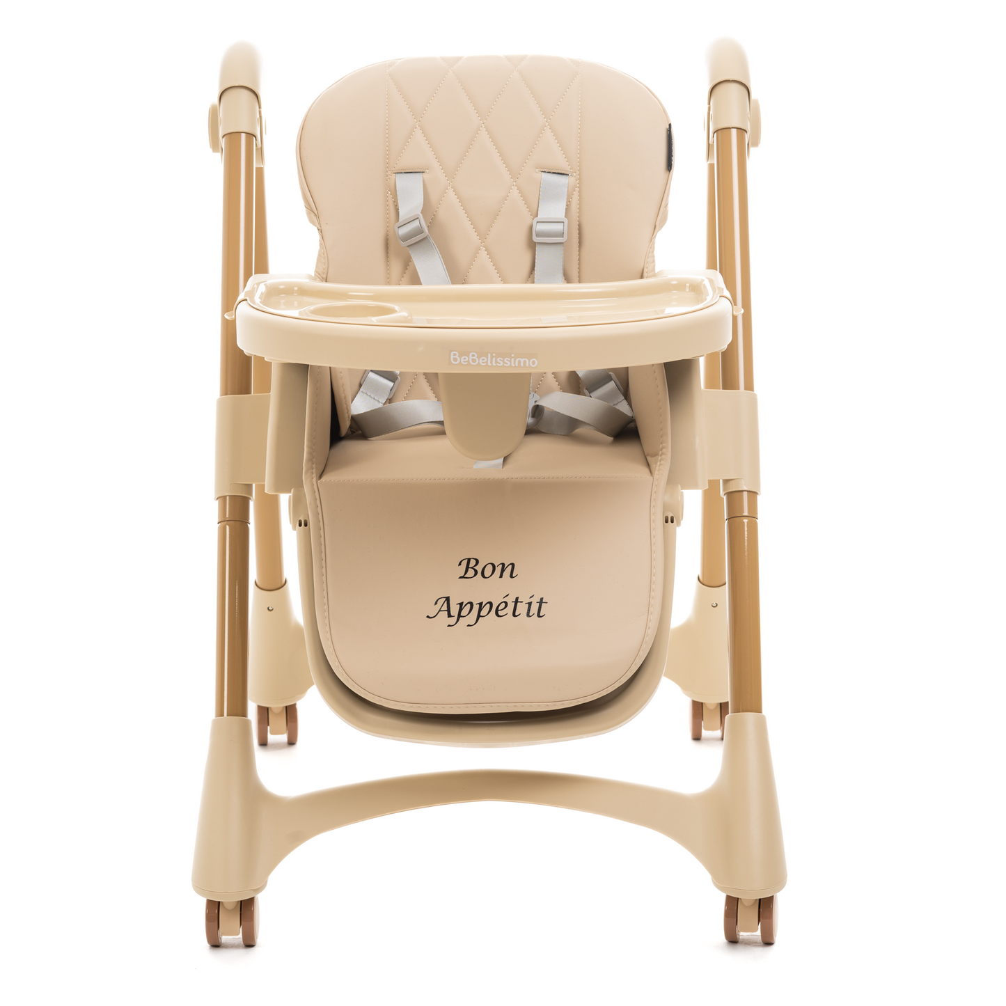 Bebelissimo - Chaise haute évolutive bébé - Pliable - Compacte - Réglable hauteur - De 6 mois à 3 ans (15kg) - beige - Bon Appetit