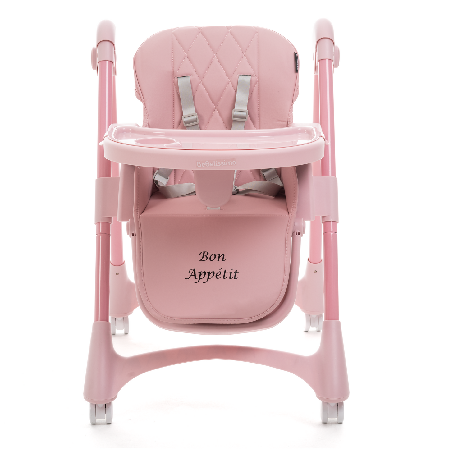 Bebelissimo - Chaise haute évolutive bébé - Pliable - Compacte - Réglable hauteur - De 6 mois à 3 ans (15kg) - rose - Bon Appetit