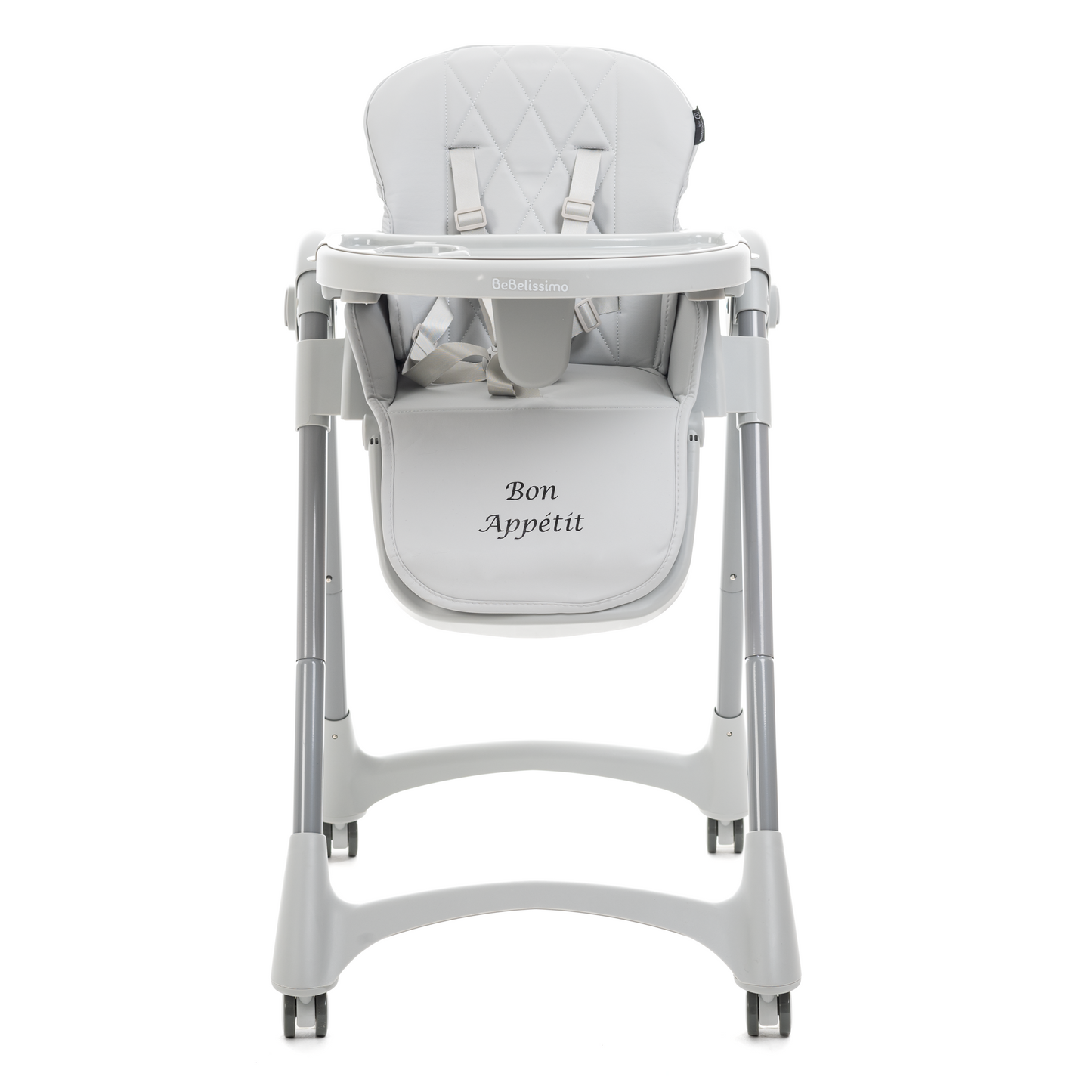 Bebelissimo - Chaise haute évolutive bébé - Pliable - Compacte - Réglable hauteur - De 6 mois à 3 ans (15kg) - gris - Bon Appetit