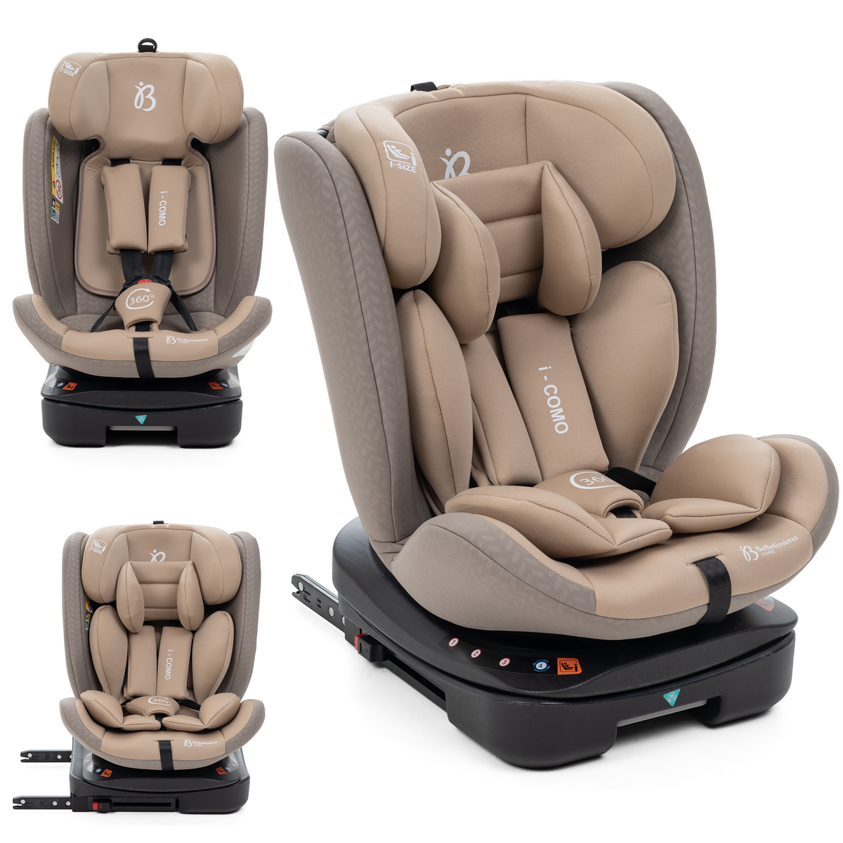 Bebelissimo - Siège auto Isofix - pivontant 360 ° - 40-150 cm -  0-36kg  i- COMO beige