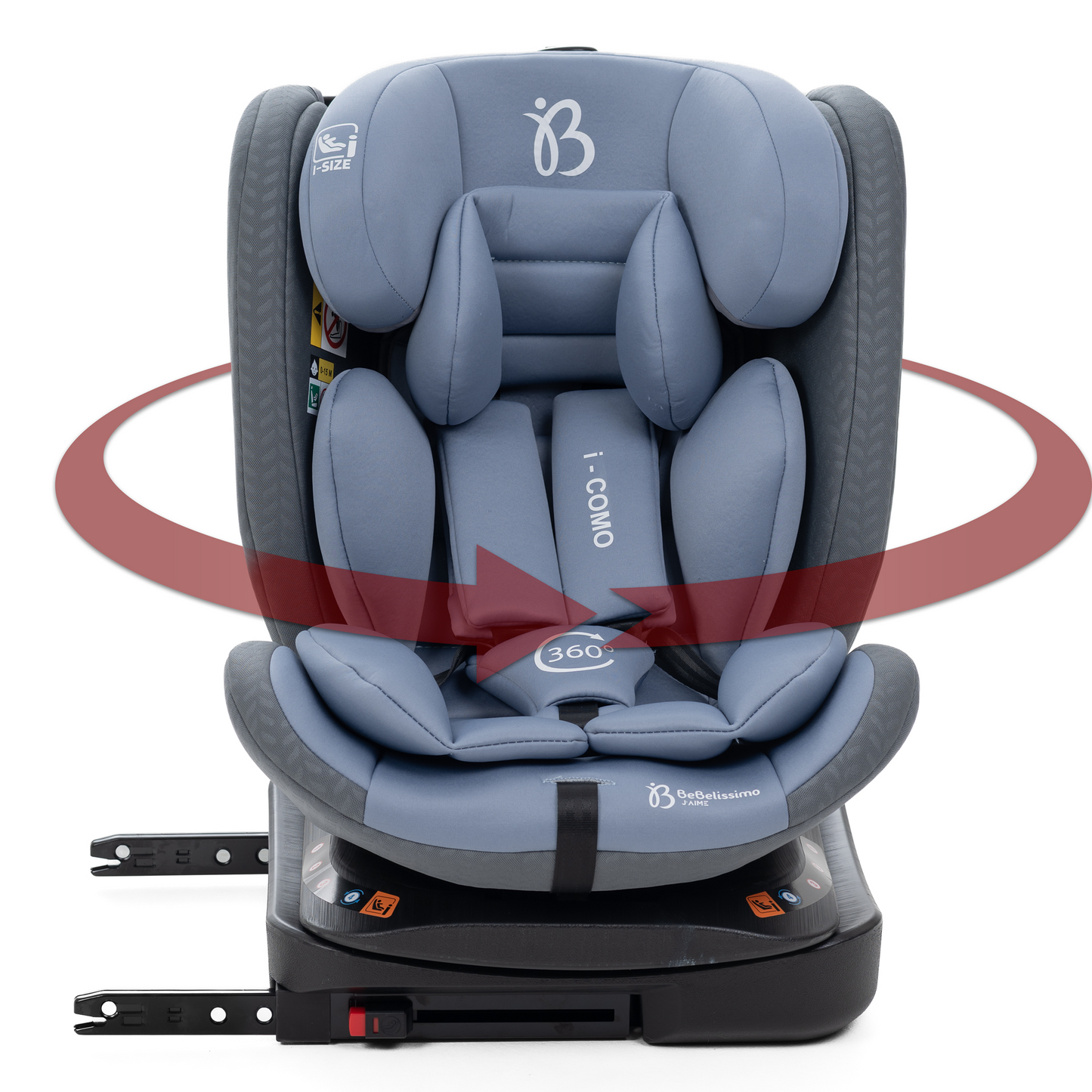 Bebelissimo - Siège auto Isofix - pivontant 360 ° - 40-150 cm -  0-36kg  i- COMO gris