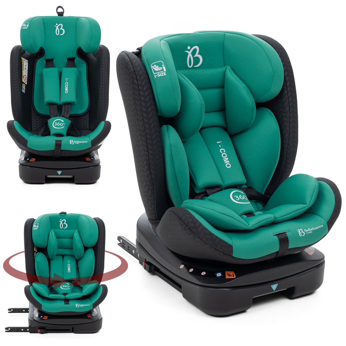 Bebelissimo - Siège auto Isofix - pivontant 360 ° - 40-150 cm -  0-36kg  i- COMO vert