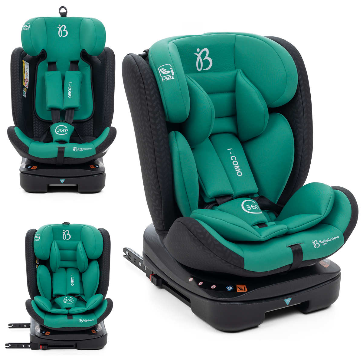 Bebelissimo - Siège auto Isofix - pivontant 360 ° - 40-150 cm -  0-36kg  i- COMO vert