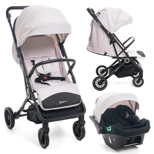 BEBELISSIMO - Poussette combinée duo 2 en 1 - siège auto 0+ Lioni – dès la naissance – jusqu’à 22kg - beige