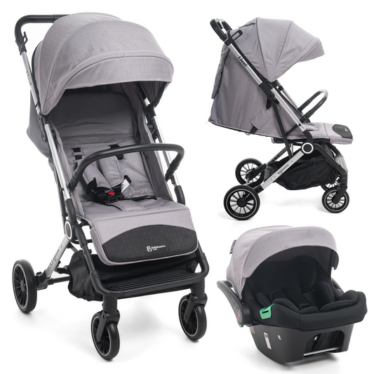 BEBELISSIMO - Poussette combinée duo 2 en 1 - siège auto 0+ Lioni – dès la naissance – jusqu’à 22kg - gris