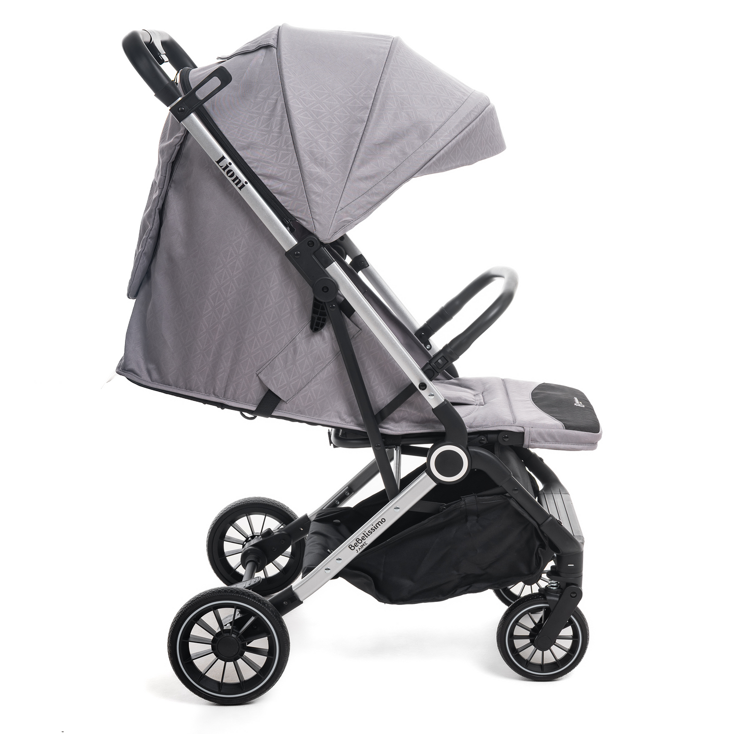Bebelissimo - Poussette Bébé Canne Ultra Compacte – Légère – Pliage à Une Main – Guidon Valise – Lioni - gris