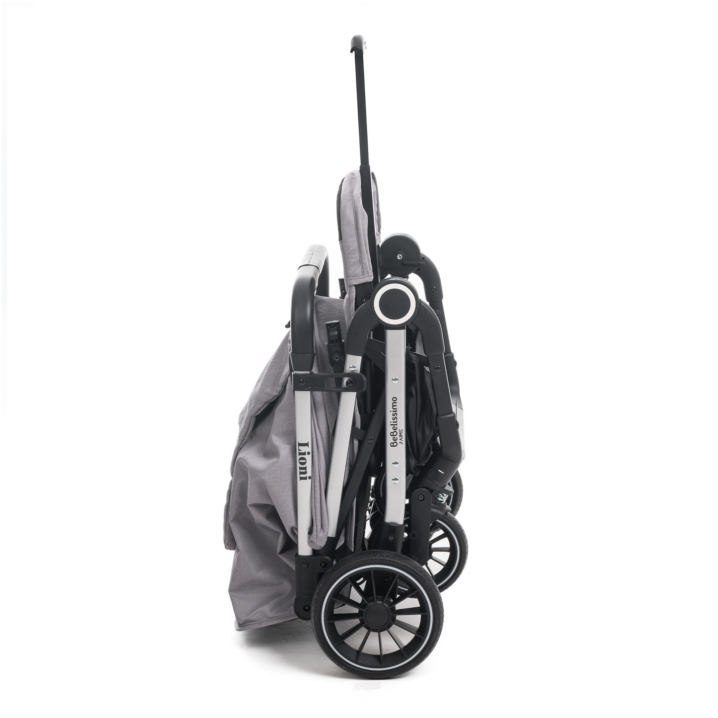 Bebelissimo - Poussette Bébé Canne Ultra Compacte – Légère – Pliage à Une Main – Guidon Valise – Lioni - gris