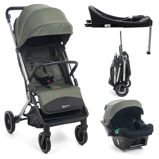BEBELISSIMO - Poussette combinée duo 2 en 1 - siège auto 0+ Lioni – dès la naissance – jusqu’à 22kg - vert - base ISOFIX - jambe de force
