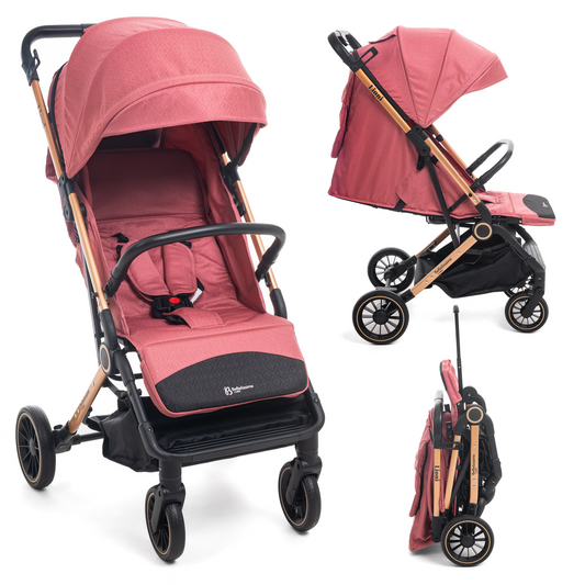 Bebelissimo - Poussette Bébé Canne Ultra Compacte – Légère – Pliage à Une Main – Guidon Valise – Lioni - bordeaux