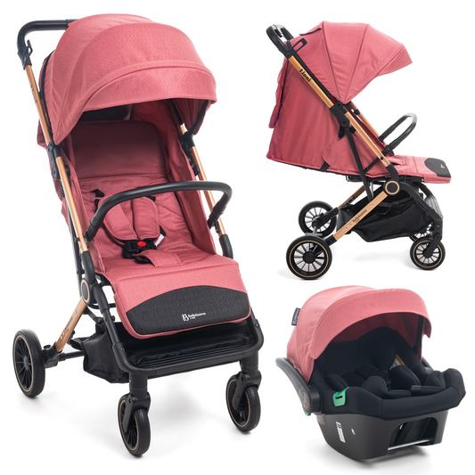 BEBELISSIMO - Poussette combinée duo 2 en 1 - siège auto 0+ Lioni – dès la naissance – jusqu’à 22kg - bordeaux