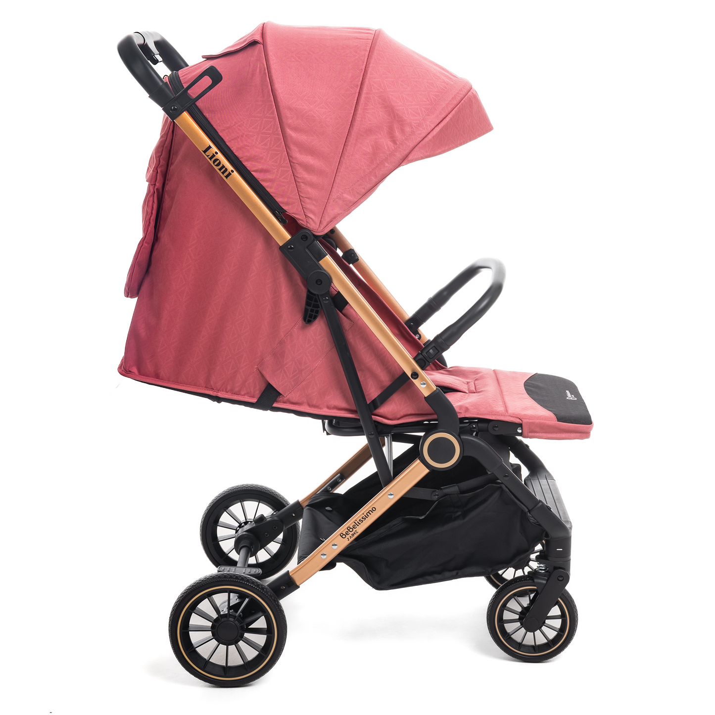 Bebelissimo - Poussette Bébé Canne Ultra Compacte – Légère – Pliage à Une Main – Guidon Valise – Lioni - bordeaux