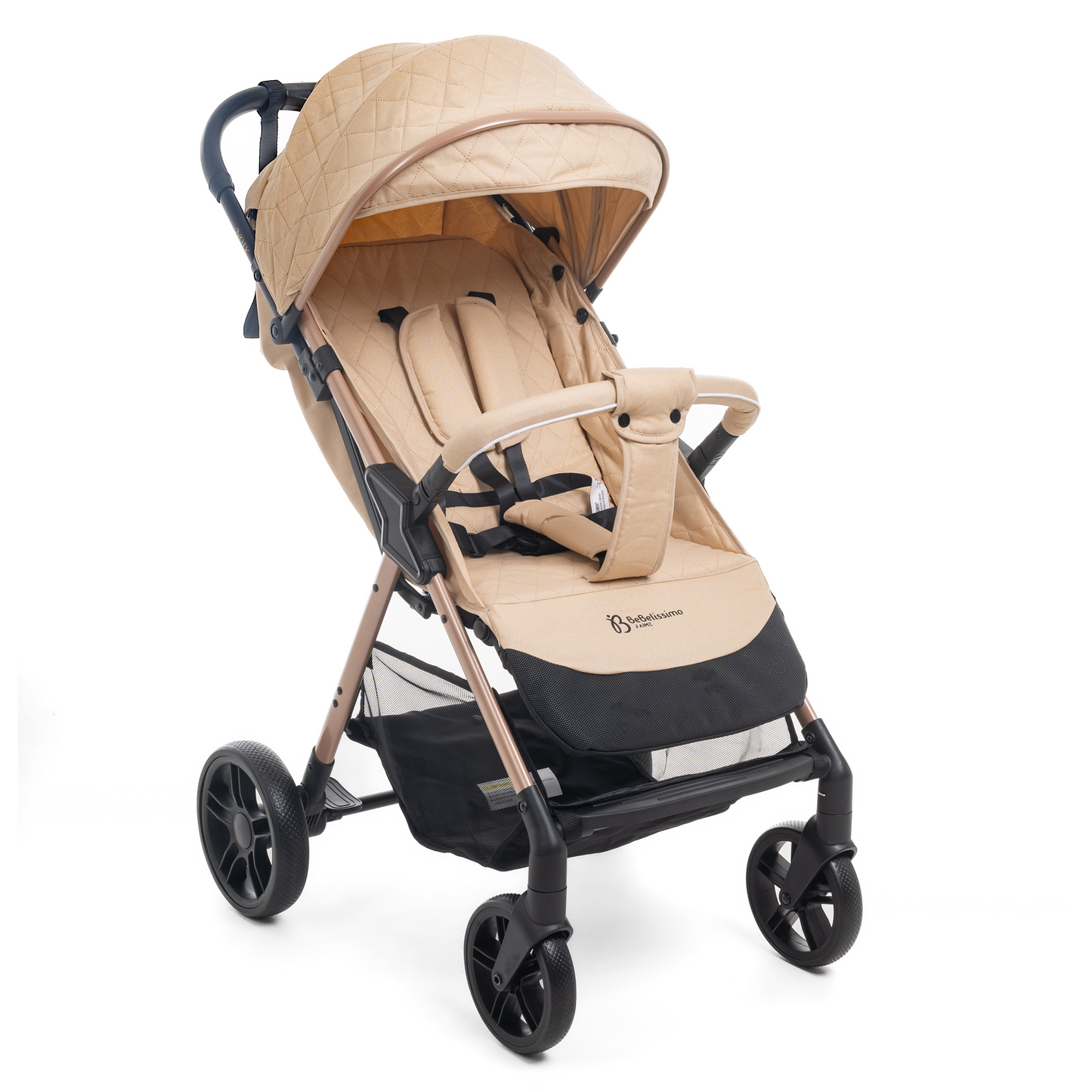 Bebelissimo - Poussette Bébé Canne Ultra Compacte – Légère – Pliage à Une Main – Noix - beige