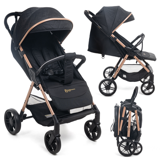 Bebelissimo - Poussette Bébé Canne Ultra Compacte – Légère – Pliage à Une Main – Noix - noir