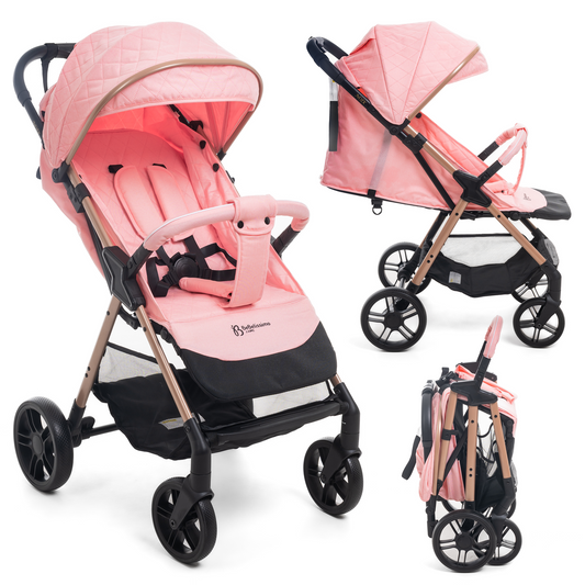 Bebelissimo - Poussette Bébé Canne Ultra Compacte – Légère – Pliage à Une Main – Noix - rose
