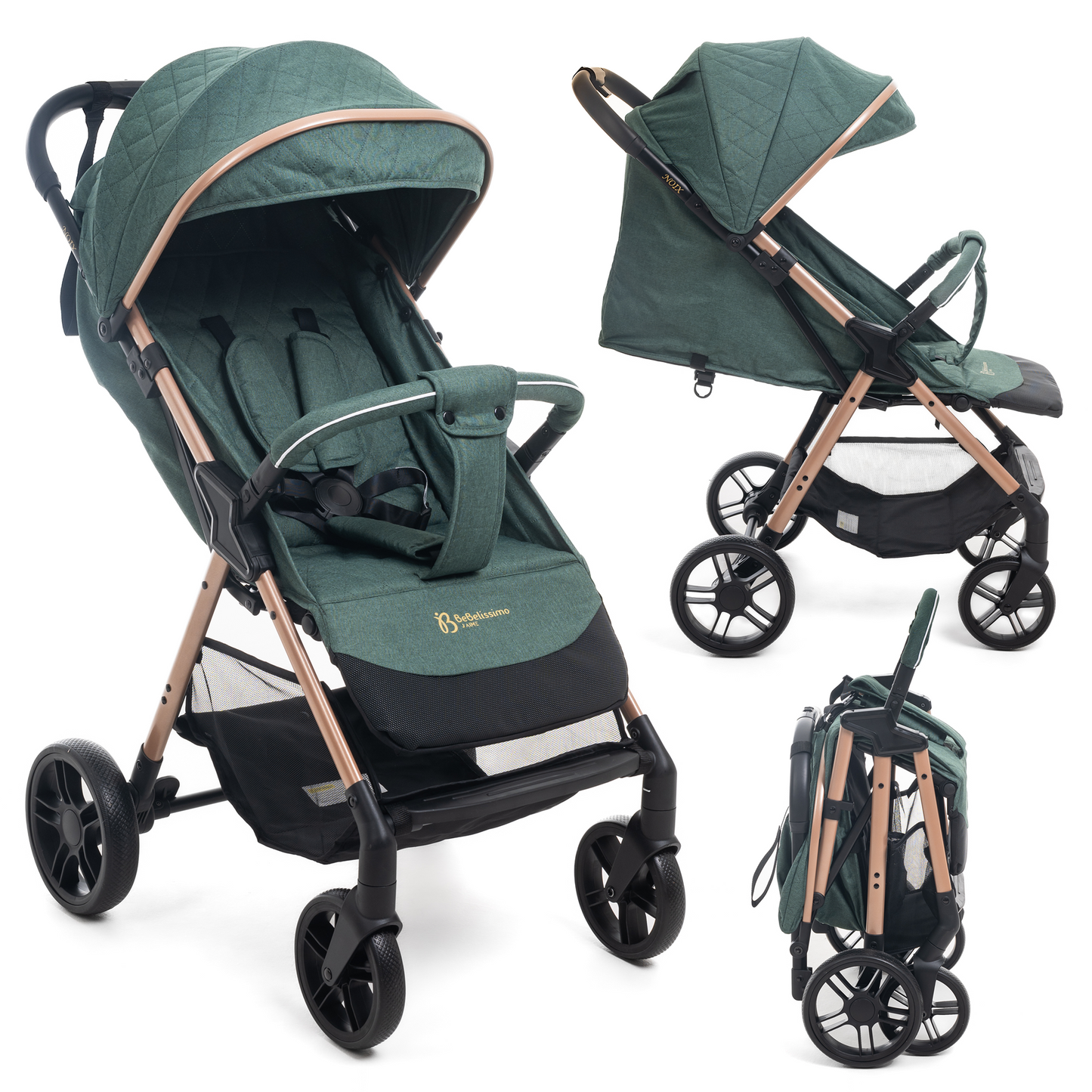 Bebelissimo - Poussette Bébé Canne Ultra Compacte – Légère – Pliage à Une Main – Noix - vert