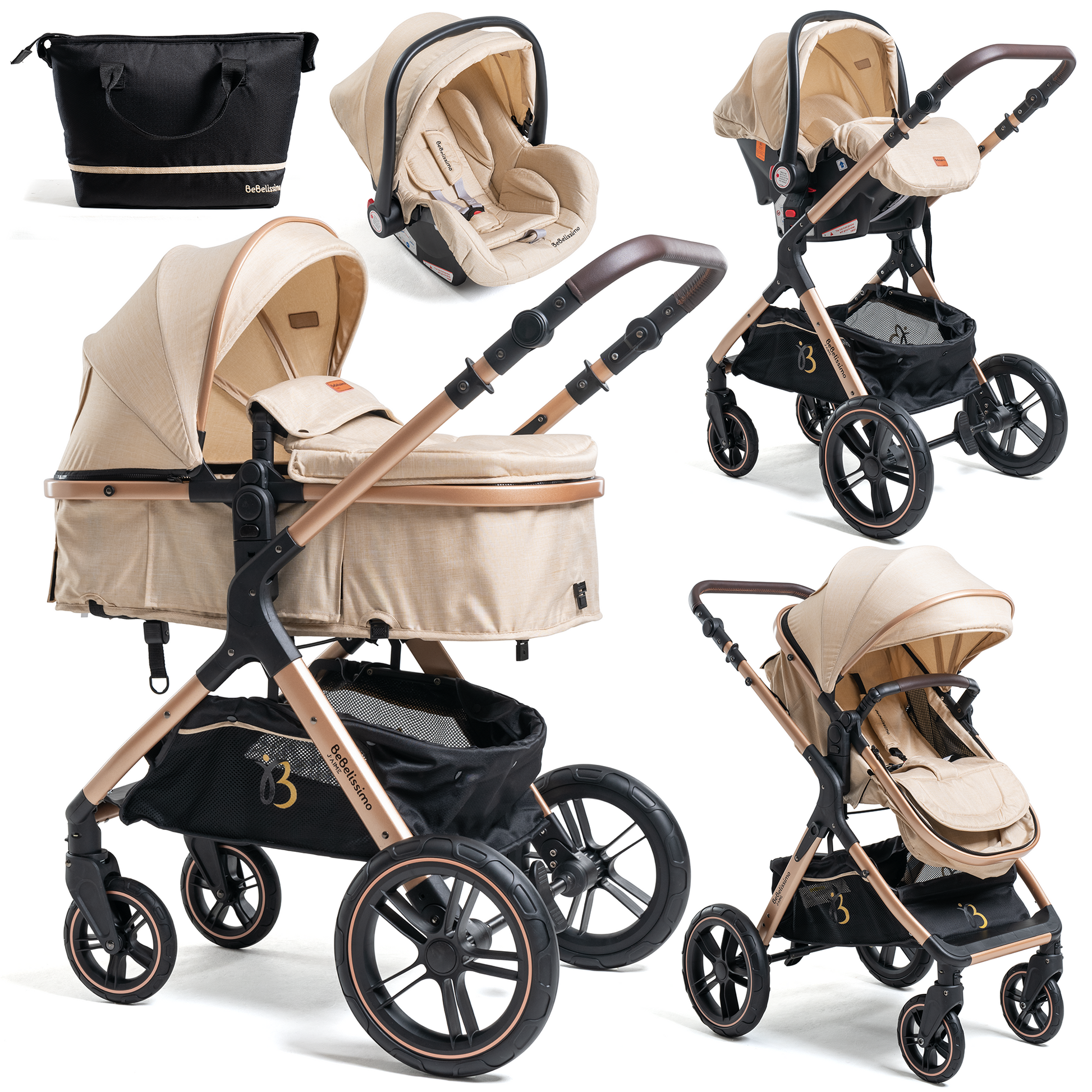 BEBELISSIMO Poussette combinee trio 3 en 1 siege auto 0m nacelle Bebelissimo